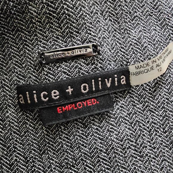 Alice + Olivia - Macey Fitted Notch Collar Tailored Blazer Herringbone Tweed 12 - Picture 7 of 8